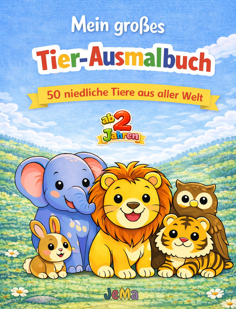 Mein großes Tier-Ausmalbuch: 50 niedliche Tiere aus aller Welt – Das Malbuch mit Tieren für Ihr Kind: Mal Spaß für Kinder ab 2 Jahren. Dicke Linien & ... zur Förderung der Feinmotorik Ihres Kindes